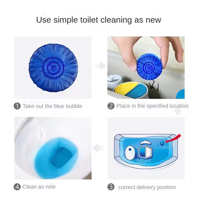 Blue Automatic Toilet Bowl Cleaner Tablets Bubbles Solid Block Toilet Cleaning Tablet