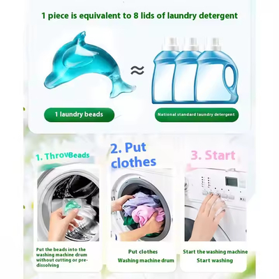 8g Dolphin-Shaped Concentrated Laundry Detergent Capsules Pods Green Fresh Forest Fragrance For Apparel 's