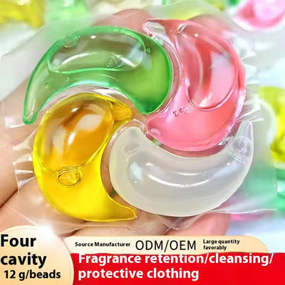Four-Cavity 12g Long-Lasting Fragrance Gel Shape Laundry Pods In Customized Color For Detergent APPAREL