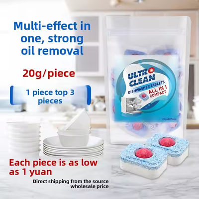 OEM Customizable Three-in-One Solid Low-Temperature Effective Powerful Decontamination Eco-Friendly Dishwasher Tablets
