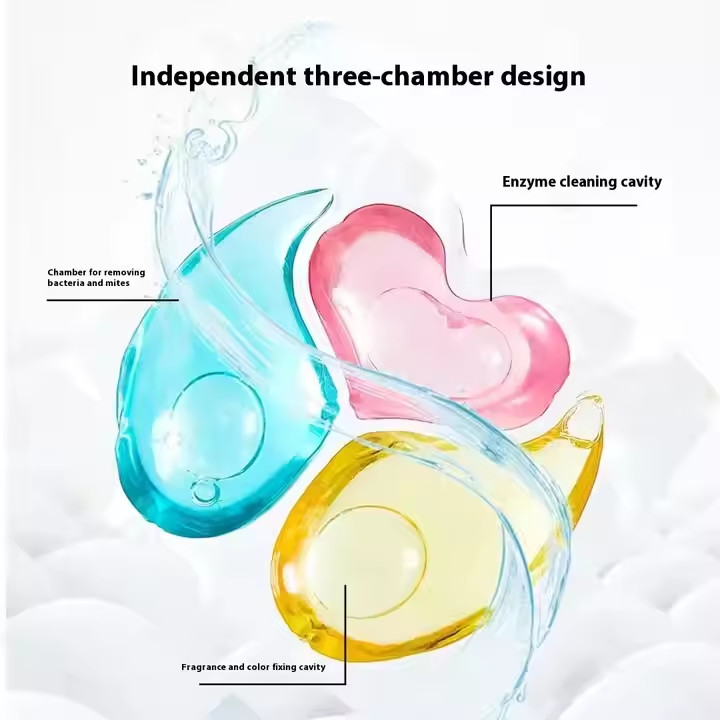 Customized Eco-Friendly Three-Chamber Three-In-One Scented Laundry Detergent Pods For Stock