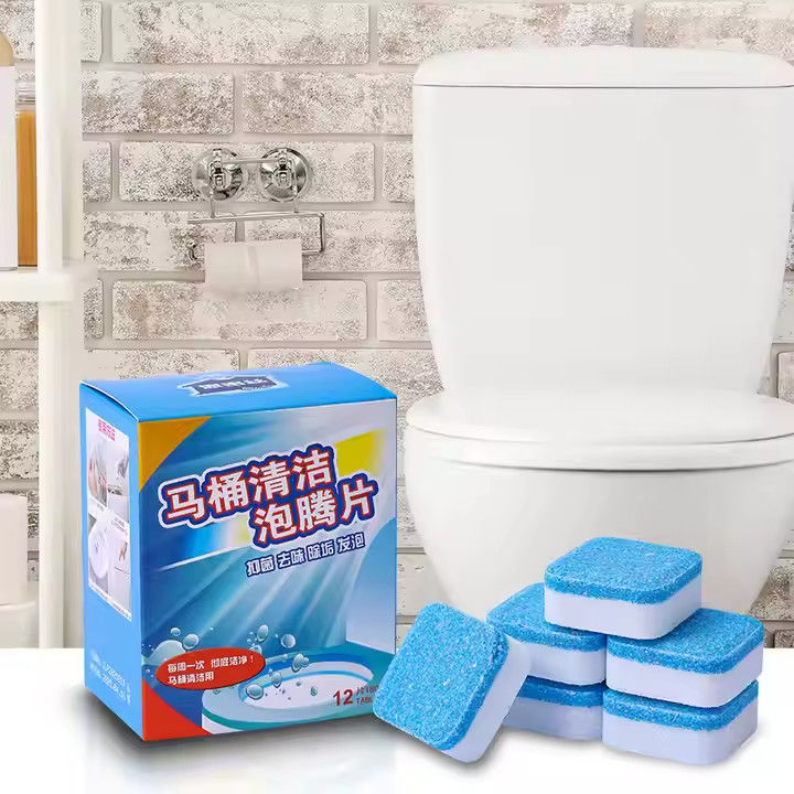 12 Tablets/Box Disposable Toilet Cleaning Effervescent Tablets Solid Fragrance Removes Odor Toilet Cleaning Tablets